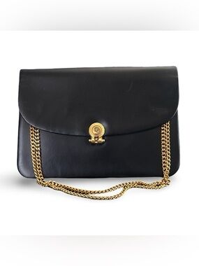 Dior Black Leather Shoulder Bag with Gold Chain